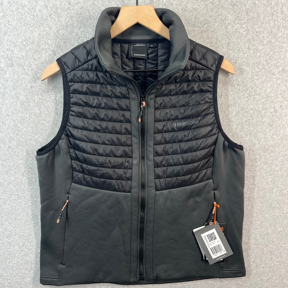 Didriksons Annema‎ Womens 42 US 12 Puffer Vest Black Quilted Hybrid Insulated